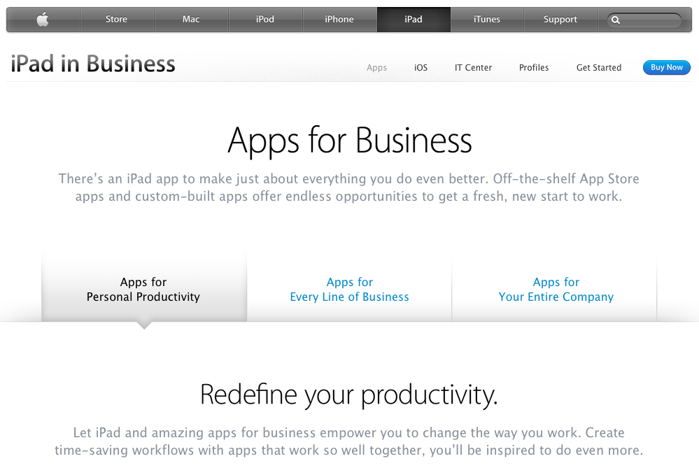 iPad in Business website