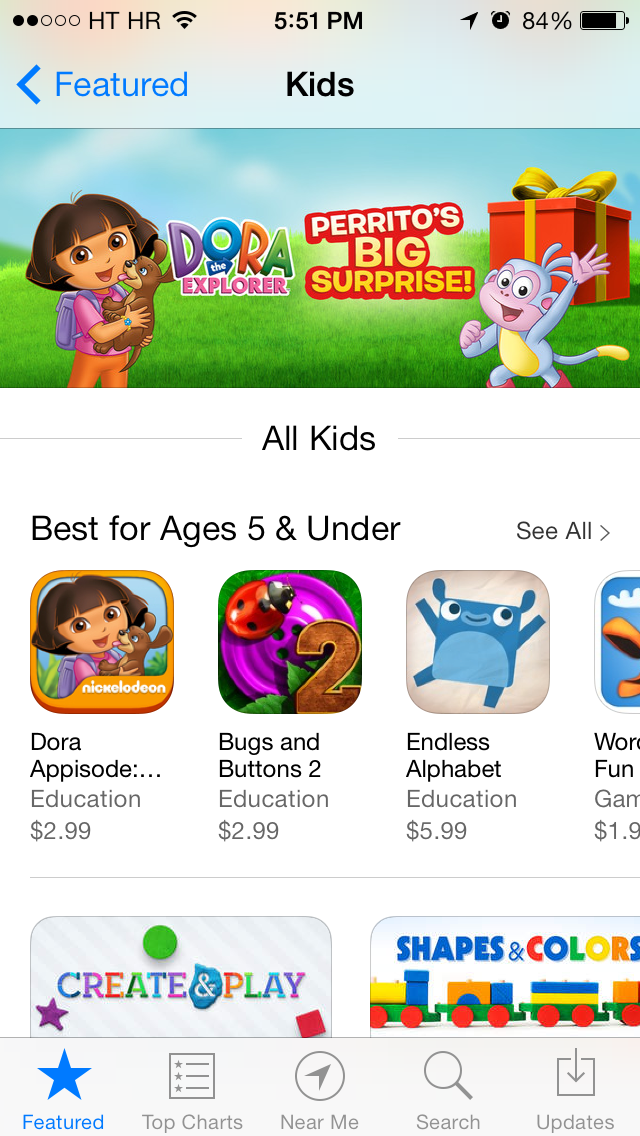 App Store Kids section (iPhone screenshot 002)