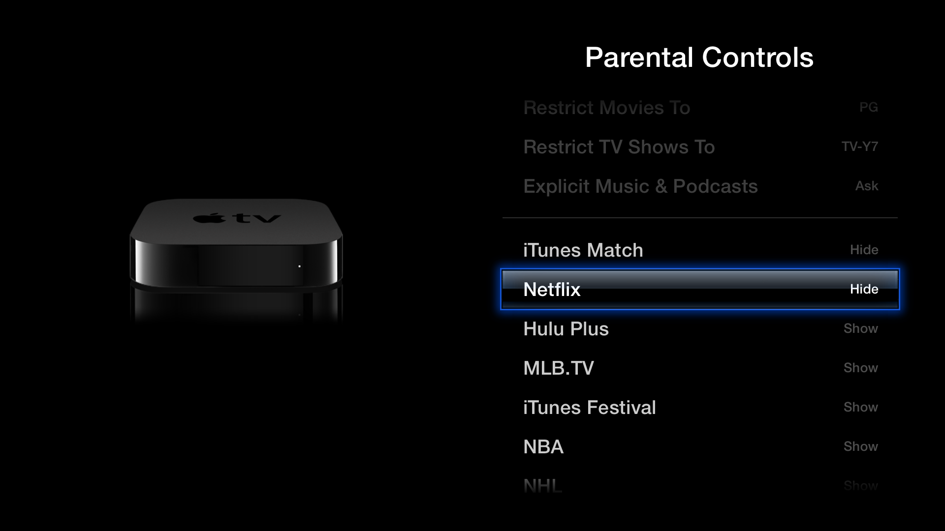 Apple TV (Parental Controls)