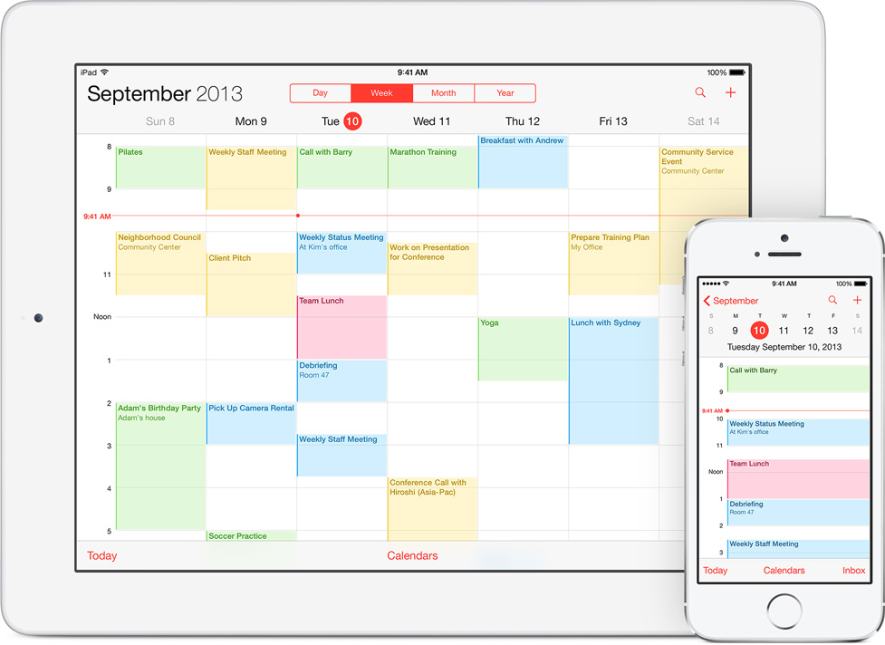 Calendar (iPad Air, iPhone 5s)