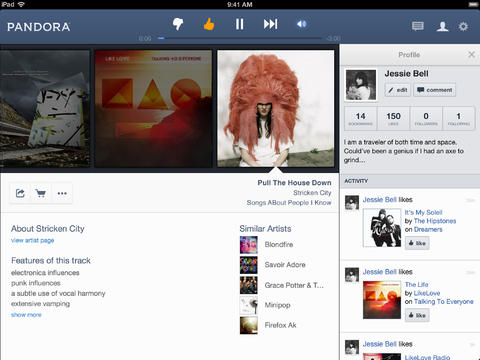 Pandora 5.0 for iOS (iPad screenshot 002)