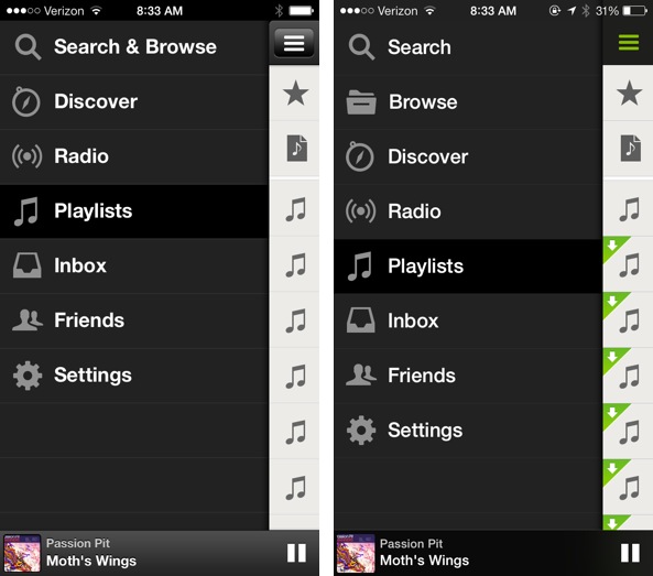 Spotify iOS 7 Playlists