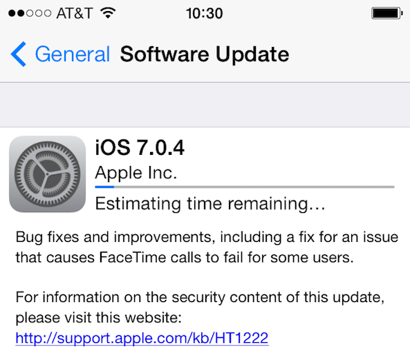 iOS 7.0.4 update