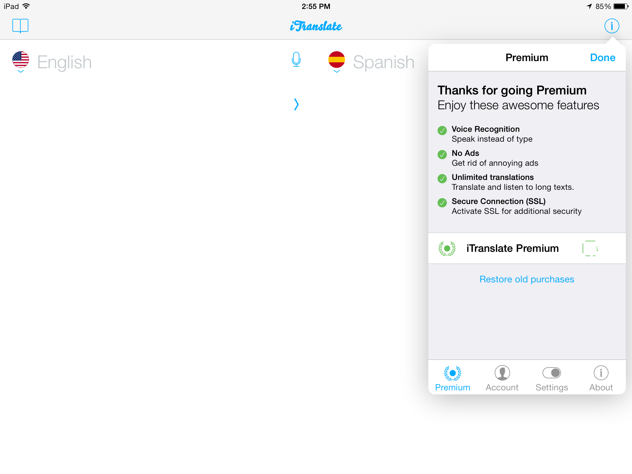 iTranslate 7.0.2 for iOS (iPad screenshot 002)