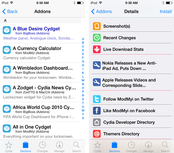 Cydia iOS 7 update