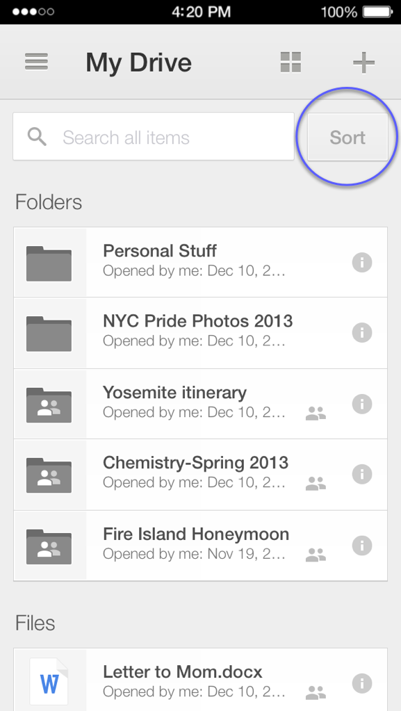 Google Drive 2.2 for iOS (iPhone screenshot 001)