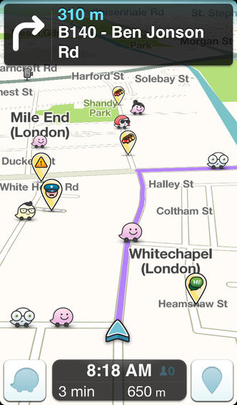 Waze 3.7.7. for iOS (iPhone screenshot 001)