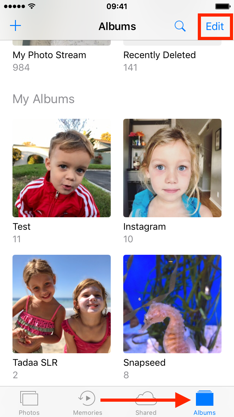 Edit photo albums on iPhone