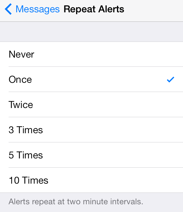 iOS 7 Notification Center Repeat Alerts