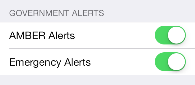 iOS 7 Notification Center government alerts