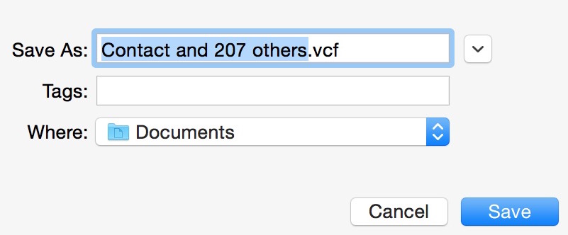 Export all Mac vcf contacts