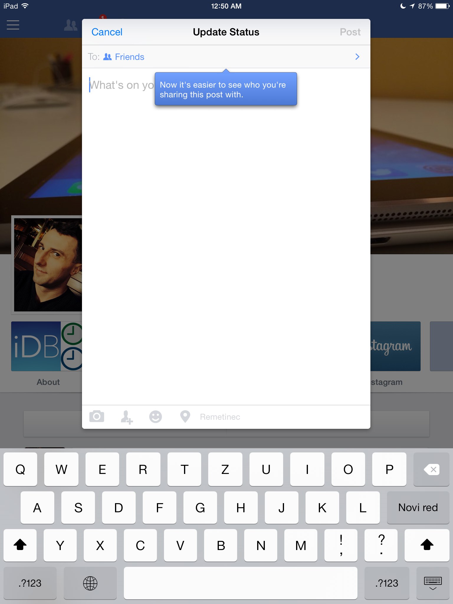 Facebook 8.0 for iOS (iPad screenshot 002)