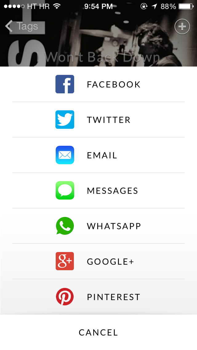 Shazam 7.5 for iOS (Share, iPhone screenshot 002)