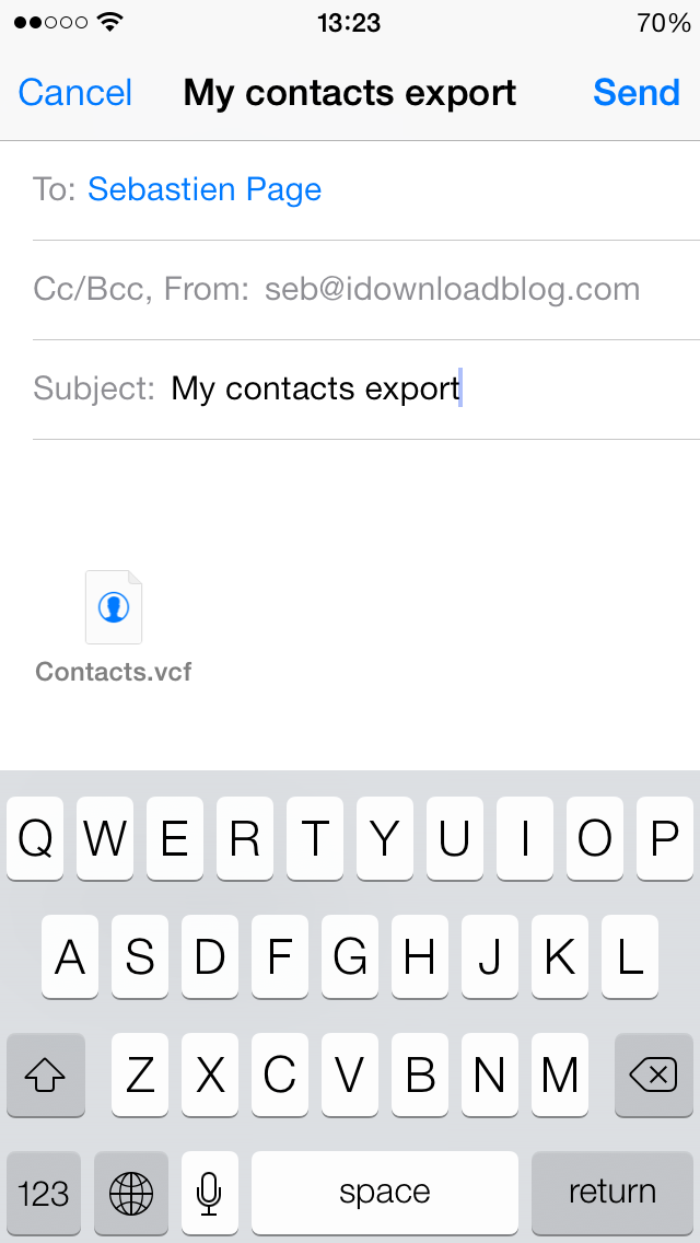exporting contacts