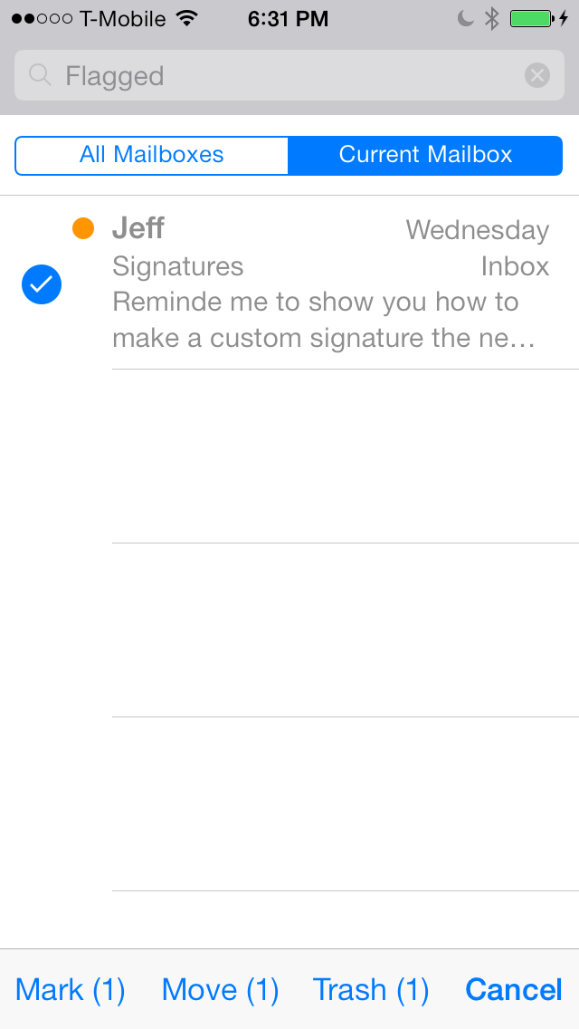 iOS 7 Mail Search Edit
