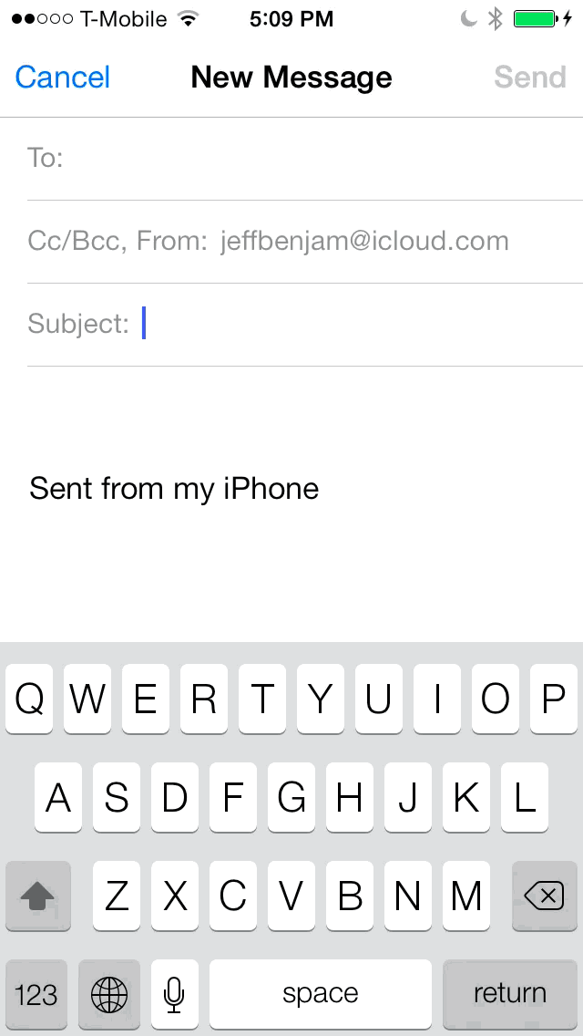iOS 7 Mail app subject