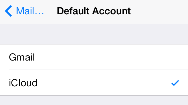iOS 7 Mail default account 2