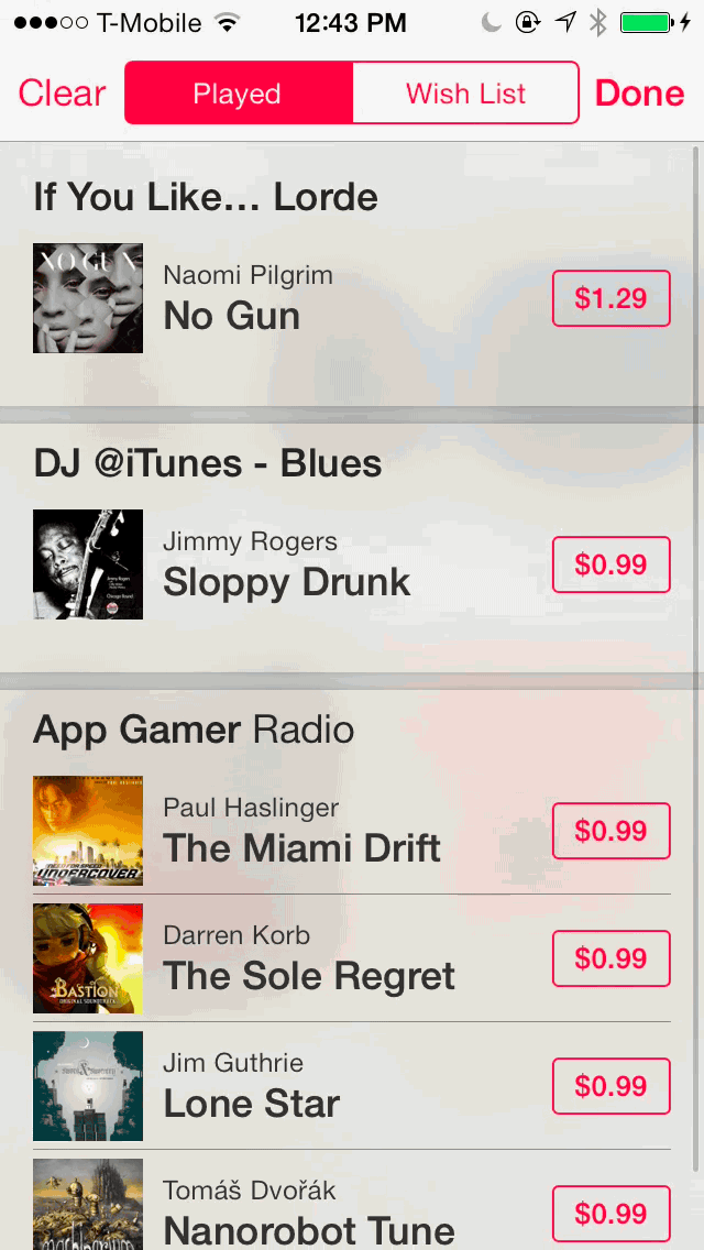 iOS 7 Music Clear History ALl