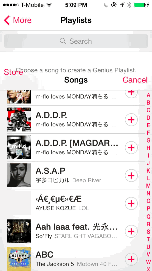 iOS 7 Music Genius playlist