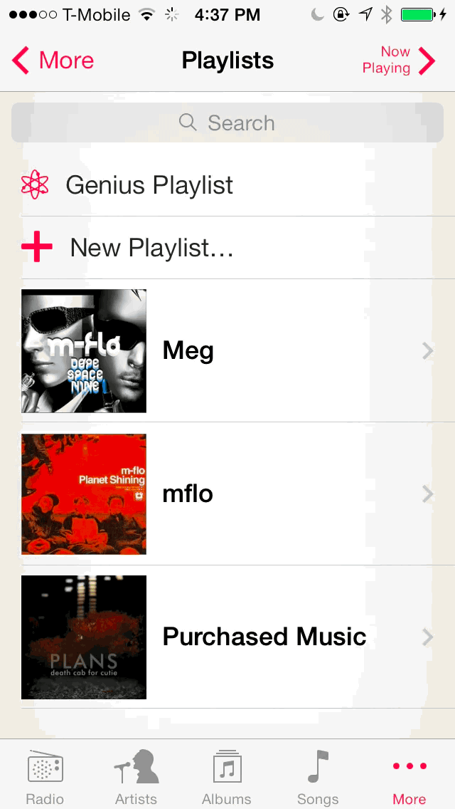 iOS 7 Music create playlist