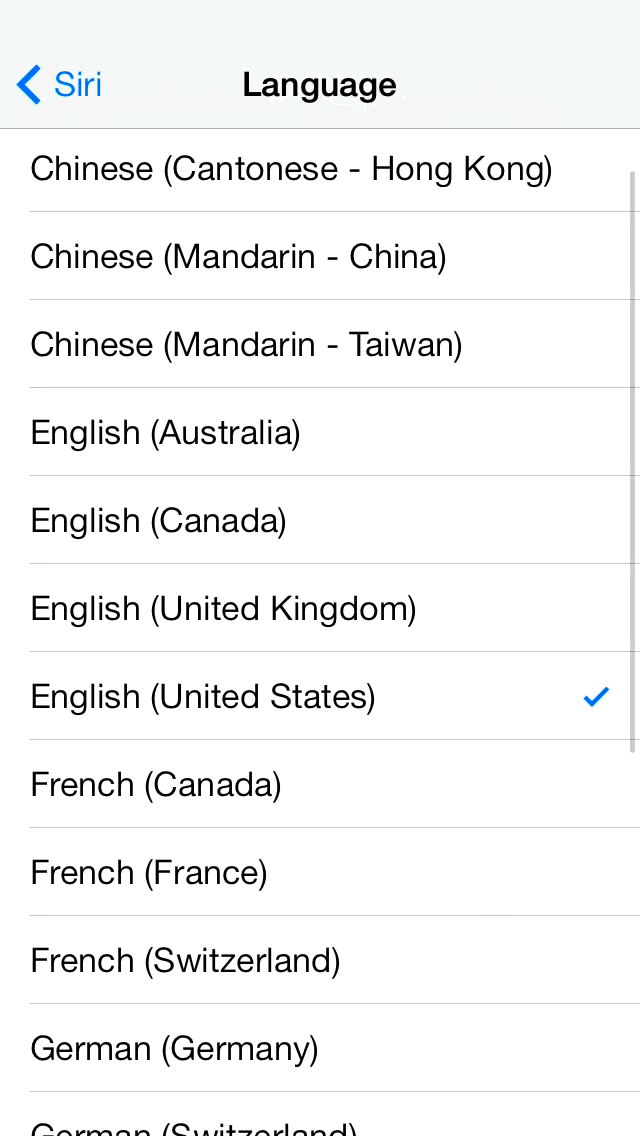 iOS 7 Siri Languages