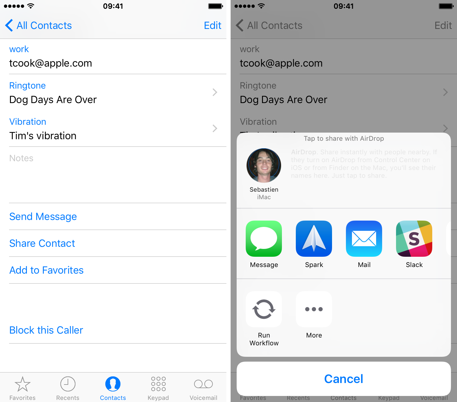 share iPhone contacts