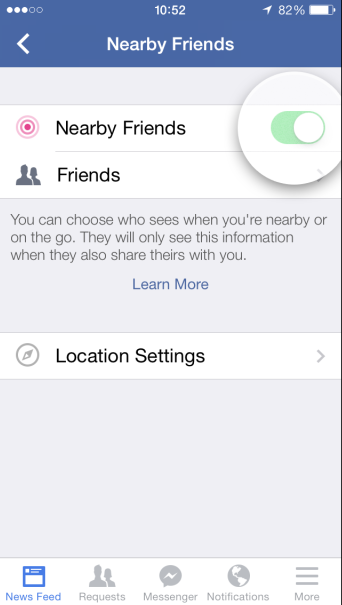 Facebook Nearby Friends (iPhone screenshot 002)