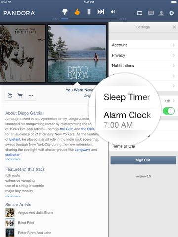 Pandora 5.3 for iOS (iPad screenshot 002)