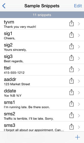 TextExpander 2.5 for iOS (iPhone screenshot 001)