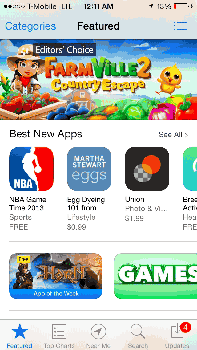 iOS 7 App Store Featured