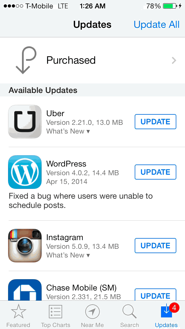 iOS 7 App Store Updating Apps