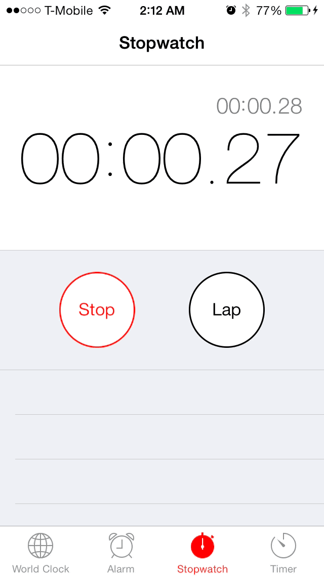 iOS 7 Clock app Stopwatch