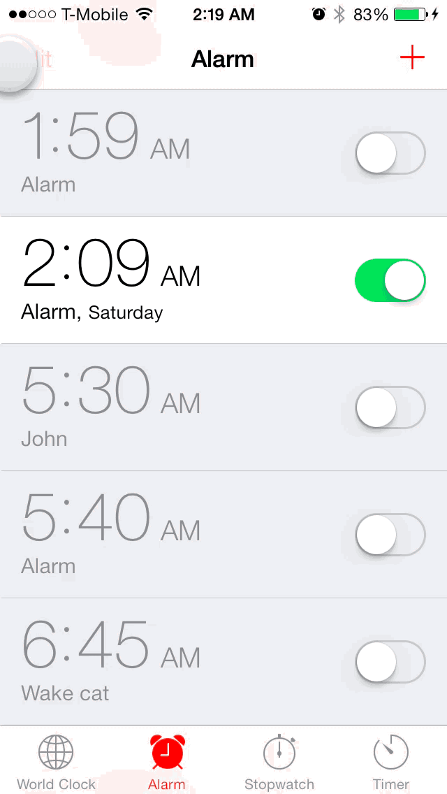 iOS 7 clock app deleting alarm 1