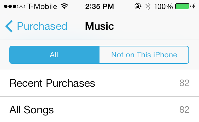 iOS 7 iTunes Store Purchased Music