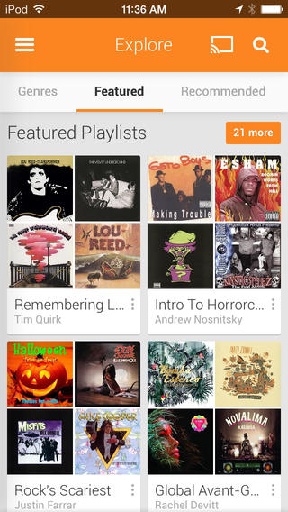 Google Play Music for iOS 1.2.1.1787 (iPhone screenshot 001)