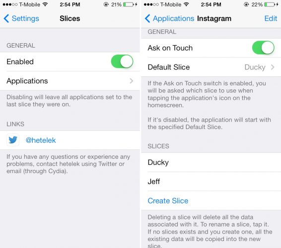 Slices: quickly switch between multiple Instagram or Snapchat profiles ...