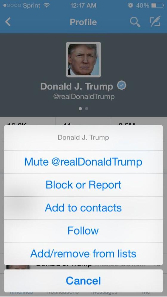Twitter (mute, Donald Trump)