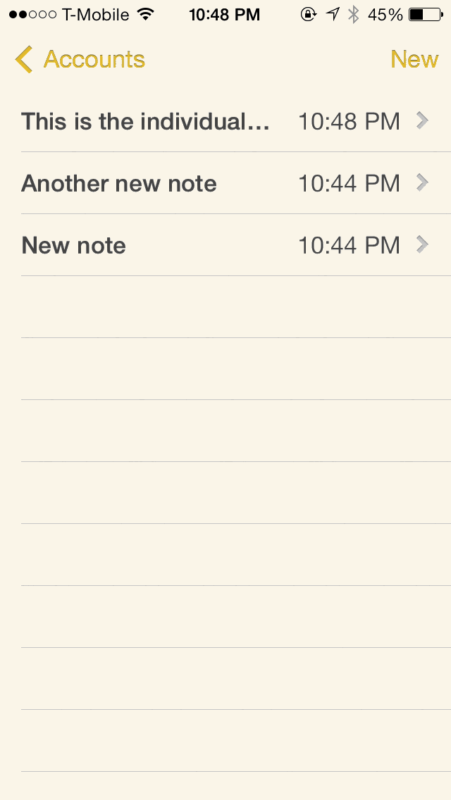 iOS 7 Notes App Deleting Notes
