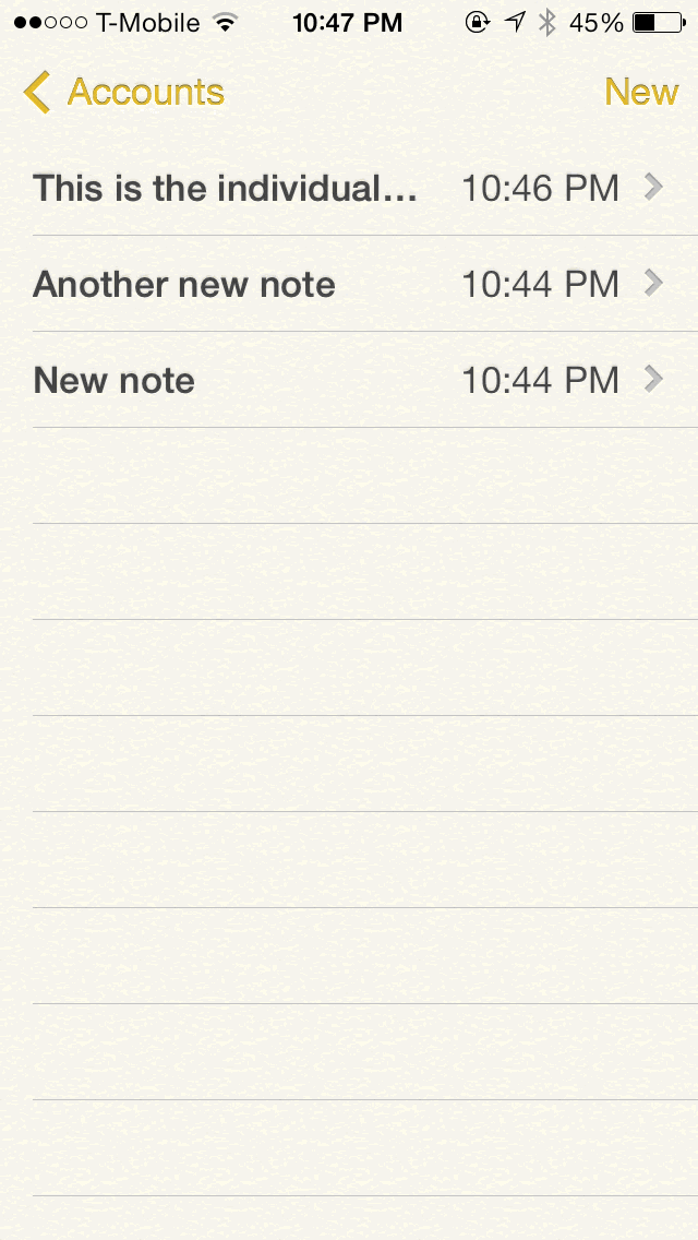 iOS 7 Notes App Folders