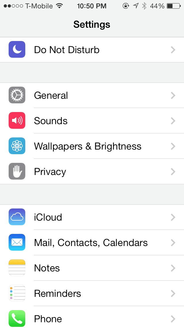 iOS 7 Notes App Settings Default