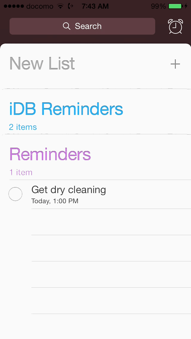 iOS 7 Reminders New List