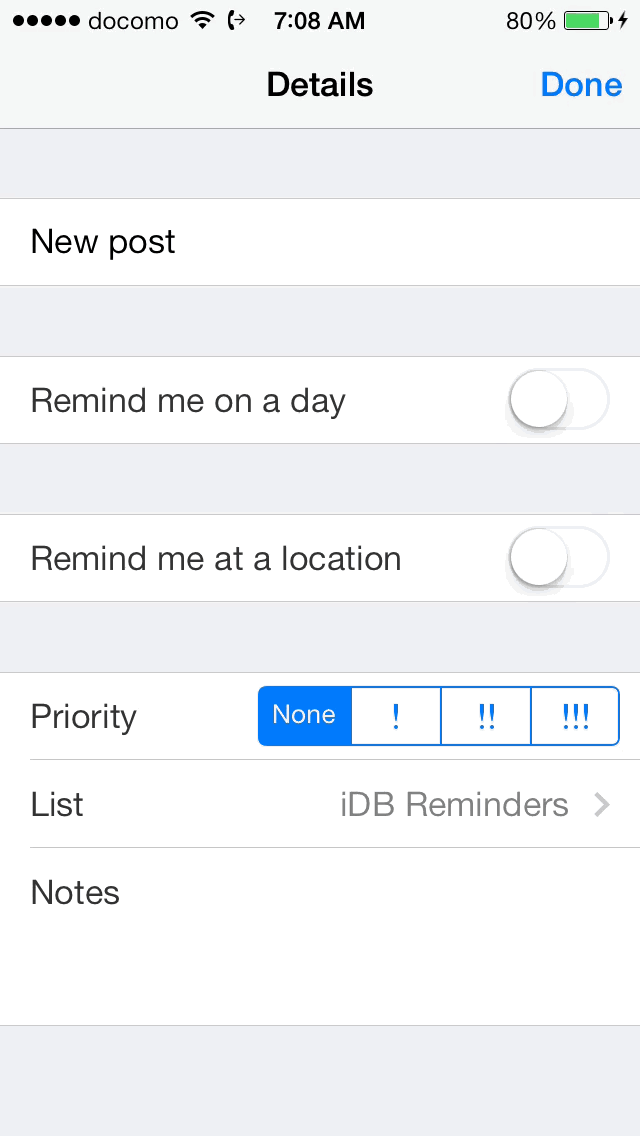 iOS 7 Reminders Priority