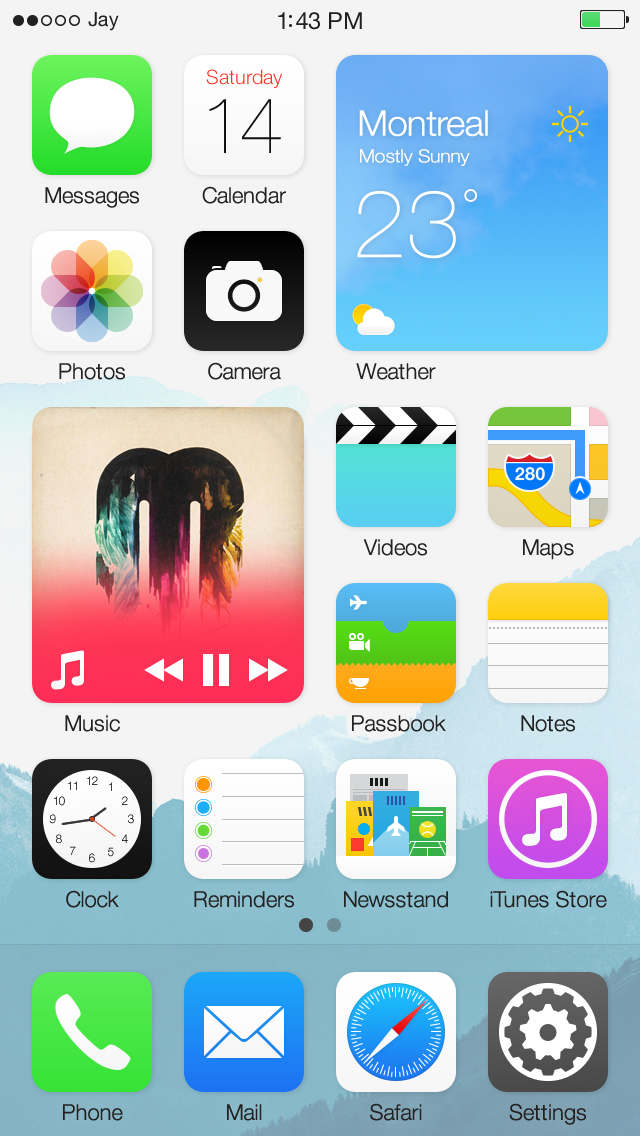 iOS widgets concept (Jay Machalani, iPhone screenshot 001)