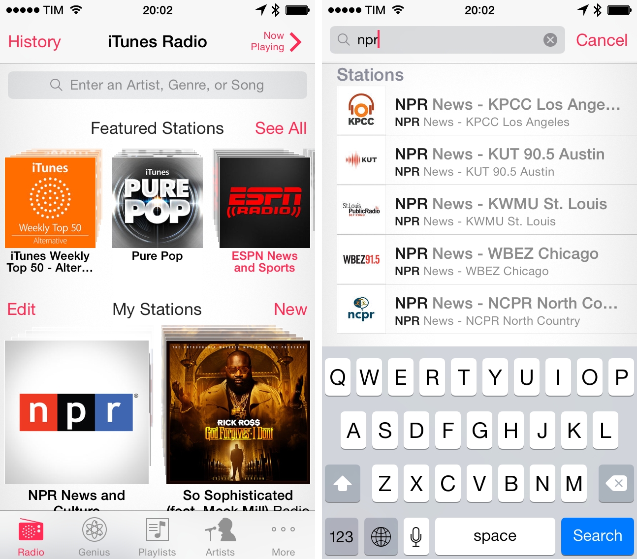 ESPN and NPR on iTunes Radio (MacStories screenshot 001)