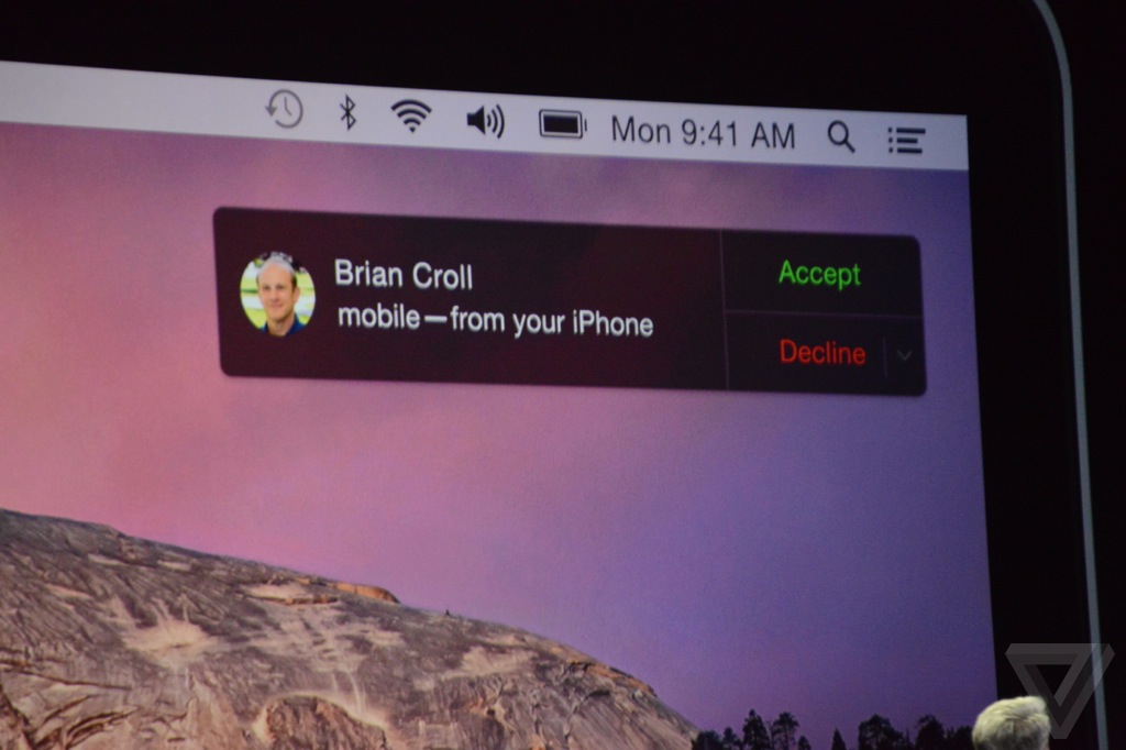 OS X Yosemite Continuity phone call