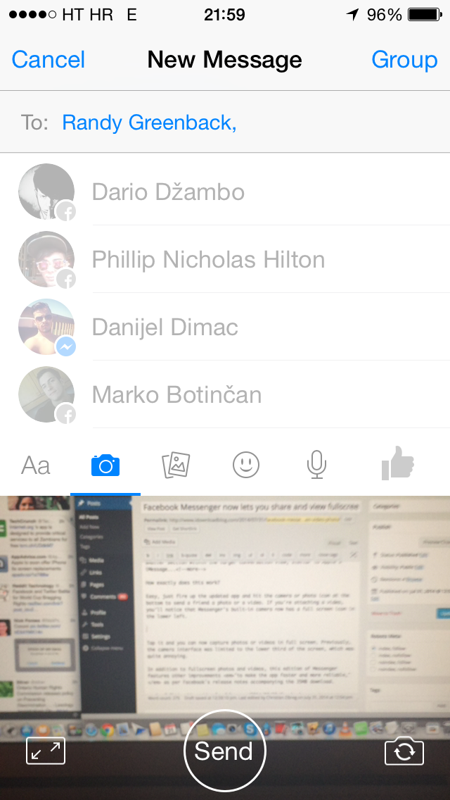 Facebook Messenger 9.0 for iOS (iPhone screenshot 001)
