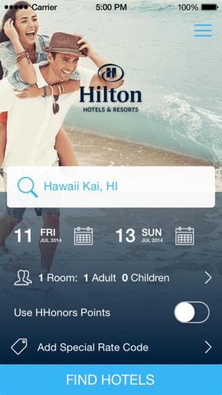 Hilton 2.0.4 for iOS (iPhone screenshot 001)