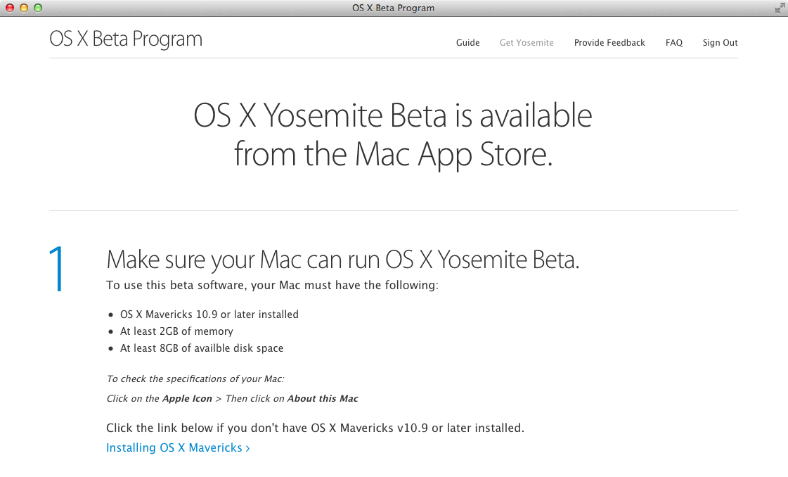 OS X Yosemite Public beta (step 4)