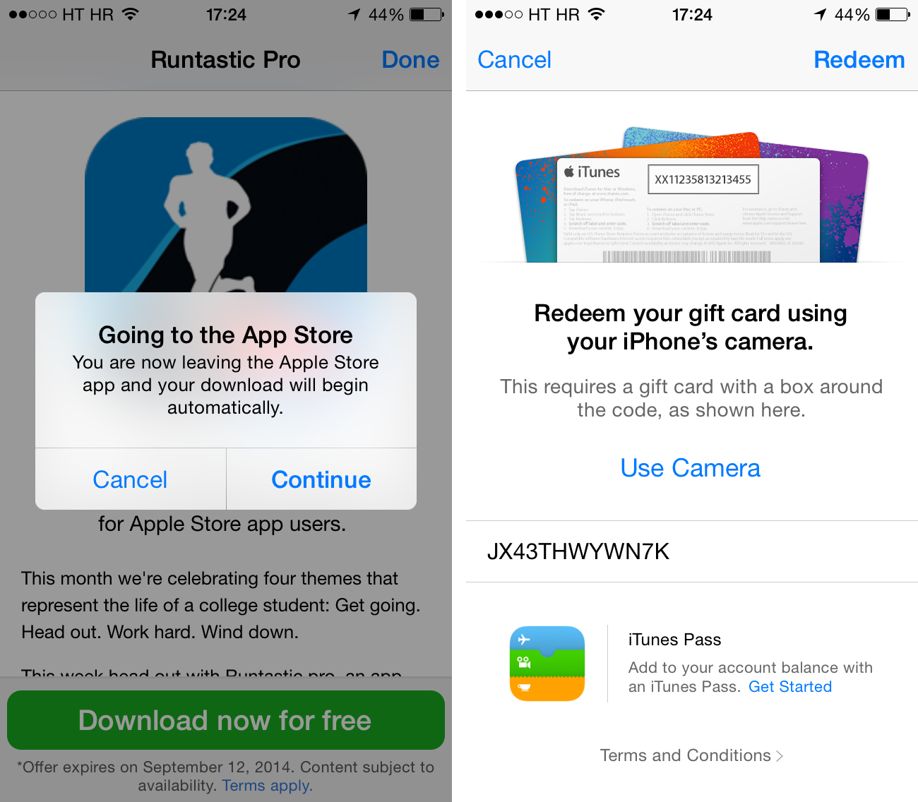 Apple Store (Runtastic Pro free offer 002)