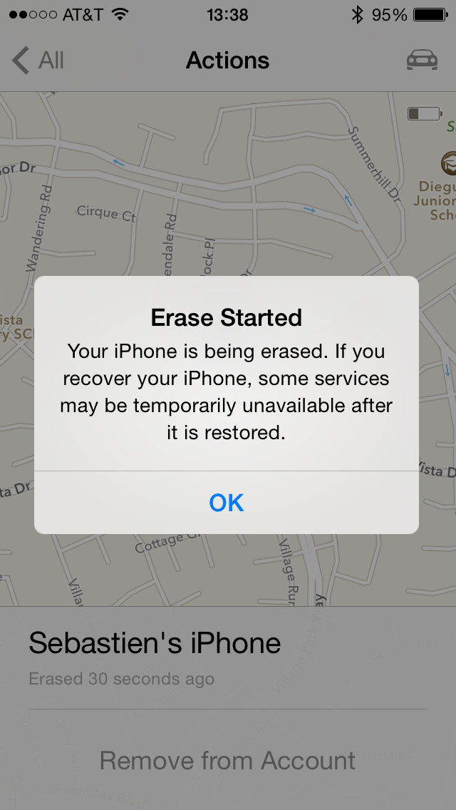 Erase iPhone started